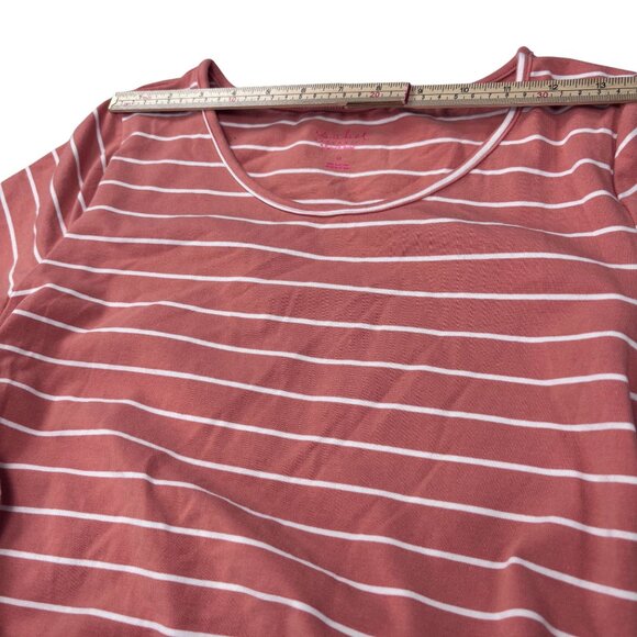 Isabel Maternity By Ingrid & Isabel light Orange & White Striped Ruched Short Sl - Picture 6 of 10